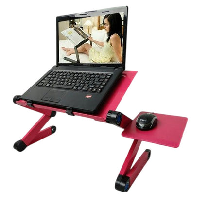 Laptop Stand Adjustable Height for Desk, Portable Lap Table with Cooling Fan & Mouse Pad