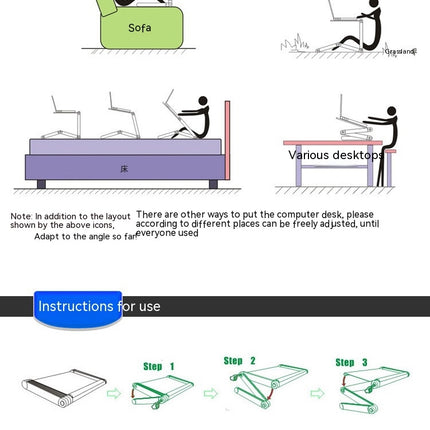 Laptop Stand Adjustable Height for Desk, Portable Lap Table with Cooling Fan & Mouse Pad