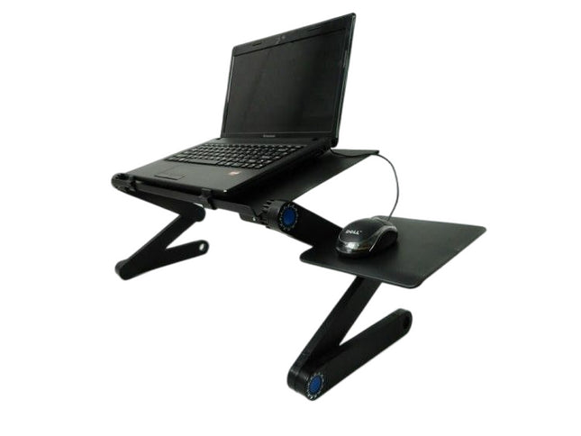 Laptop Stand Adjustable Height for Desk Portable Lap Home Table with Fan & Mouse Pad