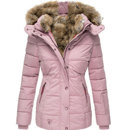 Women's Winter Coat Thicken Puffer Jacket Warm FLeece Lined Parka with Fur Hood