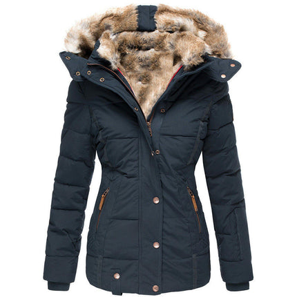 Women's Winter Coat Thicken Puffer Jacket Warm FLeece Lined Parka with Fur Hood