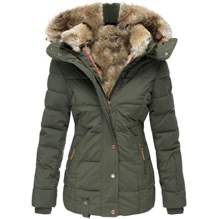 Women's Winter Coat Thicken Puffer Jacket Warm FLeece Lined Parka with Fur Hood