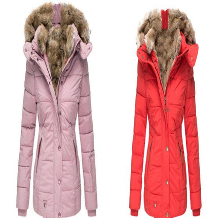 Women's Winter Coat Thicken Puffer Jacket Warm FLeece Lined Parka with Fur Hood