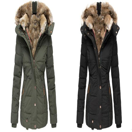 Women's Winter Coat Thicken Puffer Jacket Warm FLeece Lined Parka with Fur Hood