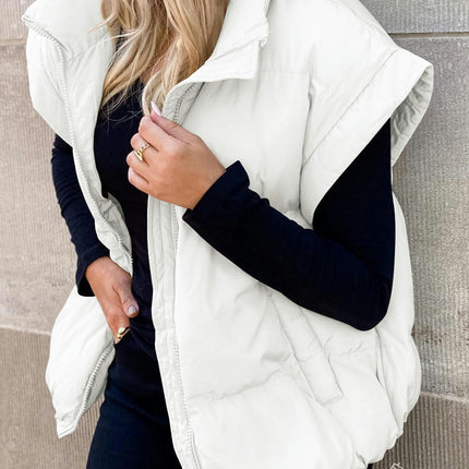 Women Lightweight Padded Down Vest Stand Collar Sleeveless Zip Up Puffer Coat with Pocket