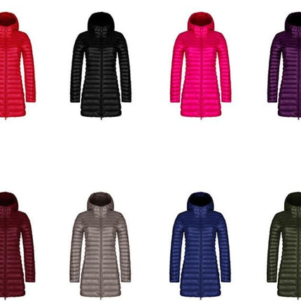 Women's Lightweight Puffer Jacket Water-Resistant Hooded Winter Long Coat