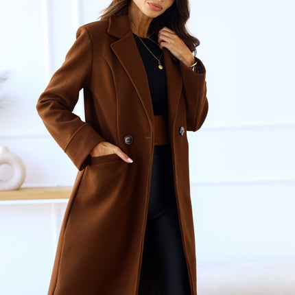 Women's Winter Oversize Lapel Collar Double Breasted Long Jacket