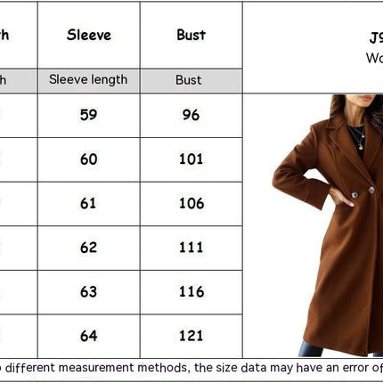 Women's Winter Oversize Lapel Collar Double Breasted Long Jacket