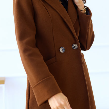 Women's Winter Oversize Lapel Collar Double Breasted Long Jacket