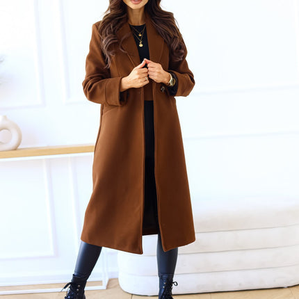 Women's Winter Oversize Lapel Collar Double Breasted Long Jacket