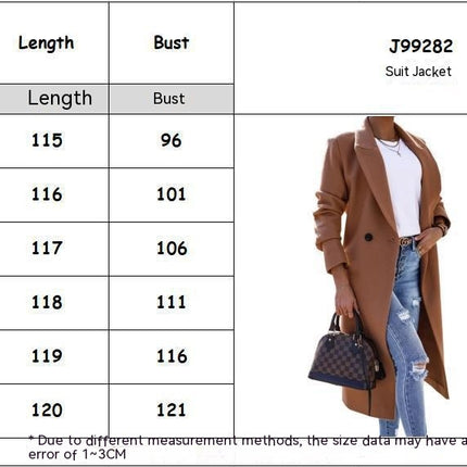 Women's Notch Lapel Double Breasted Mid Long Trench Coat