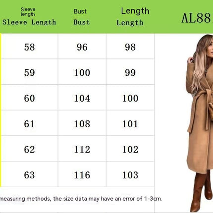 Women's Coat Winter Lapel Belted Peacoat Mid Long Jacket