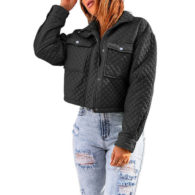 Quilted Jackets for Women Long Sleeve zippered Jacket Warm Winter Coat