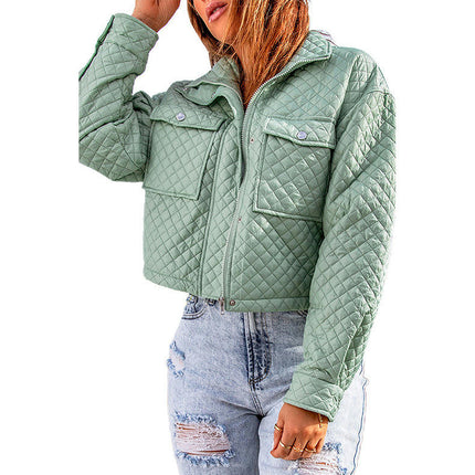 Quilted Jackets for Women Long Sleeve zippered Jacket Warm Winter Coat