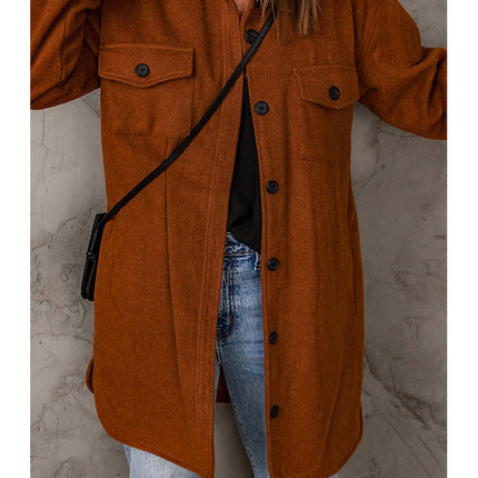 Women's Corduroy Button Down Shacket Long Sleeve Shirt Jacket Shirts Loose Fit Coat