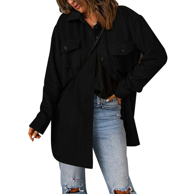 Women's Corduroy Button Down Shacket Long Sleeve Shirt Jacket Shirts Loose Fit Coat