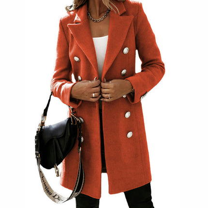 Women's Winter Coat Notched Lapel Double Breasted Coat