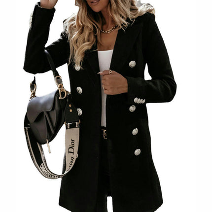 Women's Winter Coat Notched Lapel Double Breasted Coat