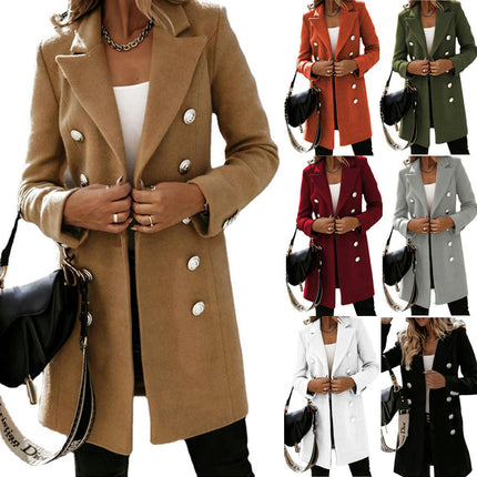 Women's Winter Coat Notched Lapel Double Breasted Coat