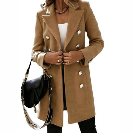 Women's Winter Coat Notched Lapel Double Breasted Coat