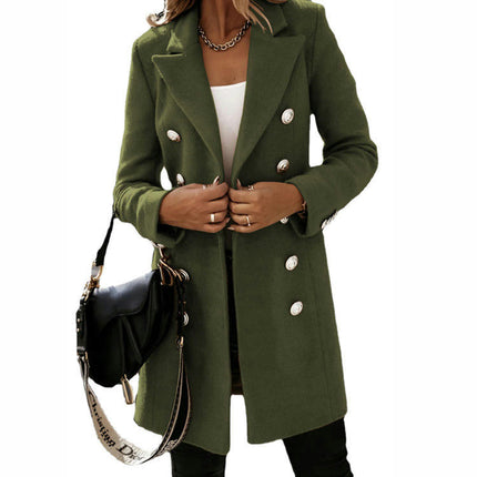 Women's Winter Coat Notched Lapel Double Breasted Coat