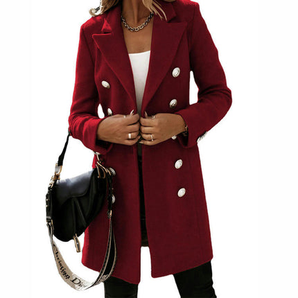 Women's Winter Coat Notched Lapel Double Breasted Coat