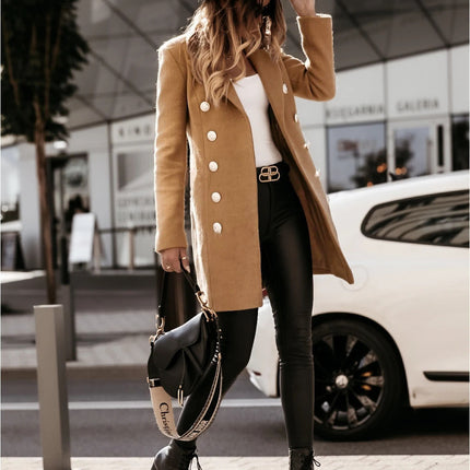 Women's Winter Coat Notched Lapel Double Breasted Coat