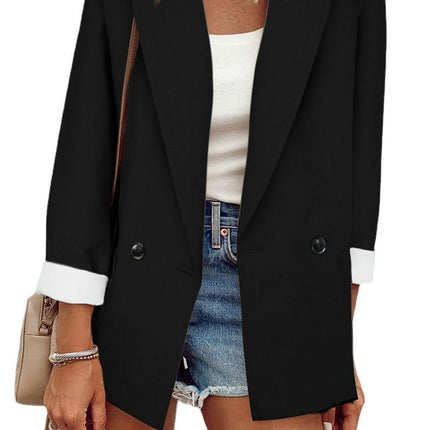 Women's Fashion Fall Lapel Collar Buttons Blazer Jackets for Women Casual