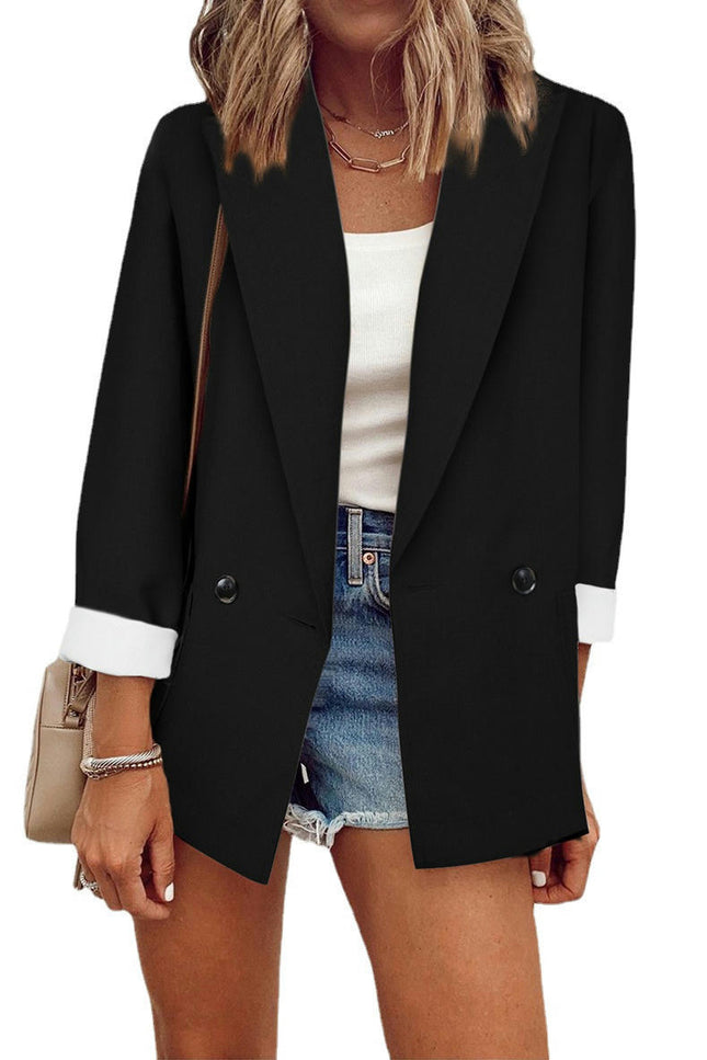 Women's Fashion Fall Lapel Collar Buttons Blazer Jackets for Women Casual