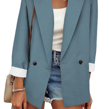 Women's Fashion Fall Lapel Collar Buttons Blazer Jackets for Women Casual