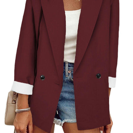 Women's Fashion Fall Lapel Collar Buttons Blazer Jackets for Women Casual