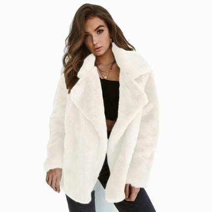 Women's Winter Coat Long Sleeve Lapel Shaggy Cardigan Coat