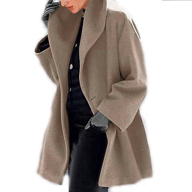 Women's Round Collar Single Breasted Winter Long Trench Pea Coat