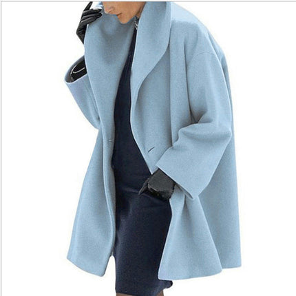 Women's Round Collar Single Breasted Winter Long Trench Pea Coat