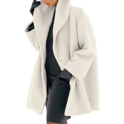 Women's Round Collar Single Breasted Winter Long Trench Pea Coat