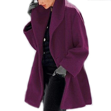 Women's Round Collar Single Breasted Winter Long Trench Pea Coat