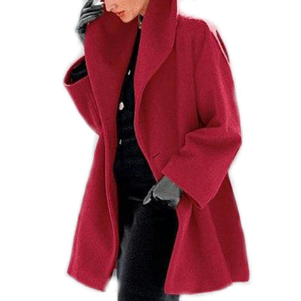 Women's Round Collar Single Breasted Winter Long Trench Pea Coat