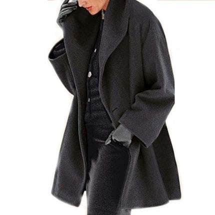 Women's Round Collar Single Breasted Winter Long Trench Pea Coat