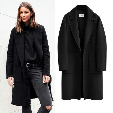 Women's Slouchy Drop Shoulder Middle and Long Coat