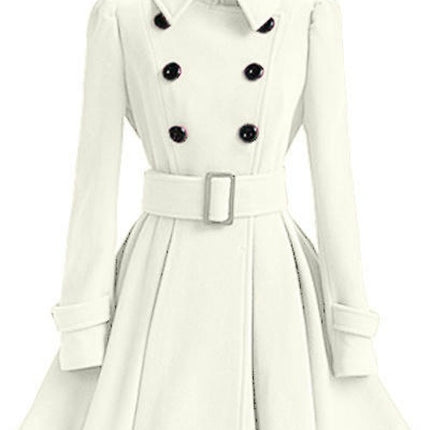 Women's Double Breasted Dress Coats Winter Trench Jacket with Belt