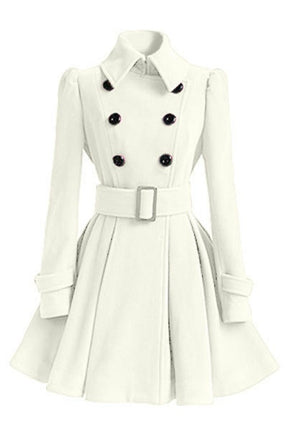 Women's Double Breasted Dress Coats Winter Trench Jacket with Belt