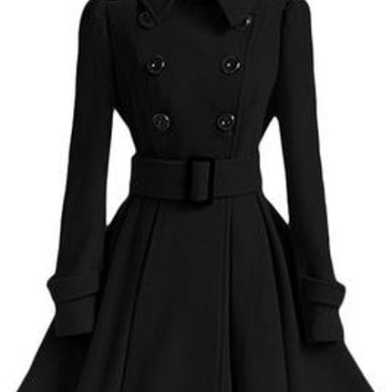 Women's Double Breasted Dress Coats Winter Trench Jacket with Belt