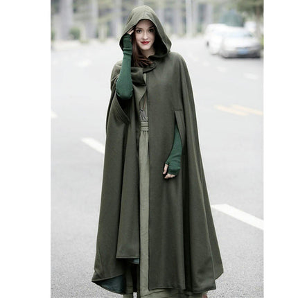 Women's Capes Hooded Cloak Outwear Poncho Warm Autumn and Winter Coat