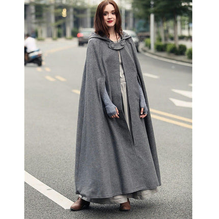 Women's Capes Hooded Cloak Outwear Poncho Warm Autumn and Winter Coat