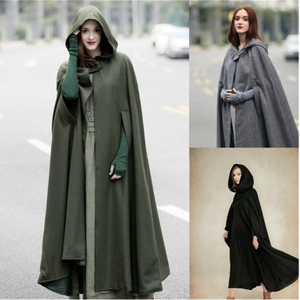 Women's Capes Hooded Cloak Outwear Poncho Warm Autumn and Winter Coat