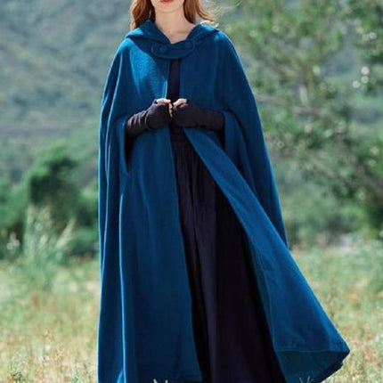 Women's Capes Hooded Cloak Outwear Poncho Warm Autumn and Winter Coat