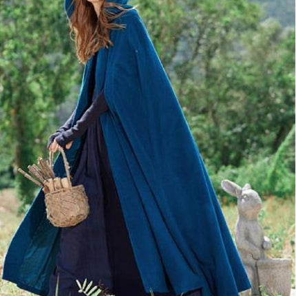 Women's Capes Hooded Cloak Outwear Poncho Warm Autumn and Winter Coat