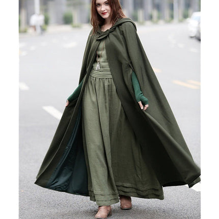 Women's Capes Hooded Cloak Outwear Poncho Warm Autumn and Winter Coat