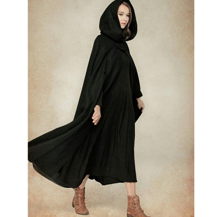 Women's Capes Hooded Cloak Outwear Poncho Warm Autumn and Winter Coat