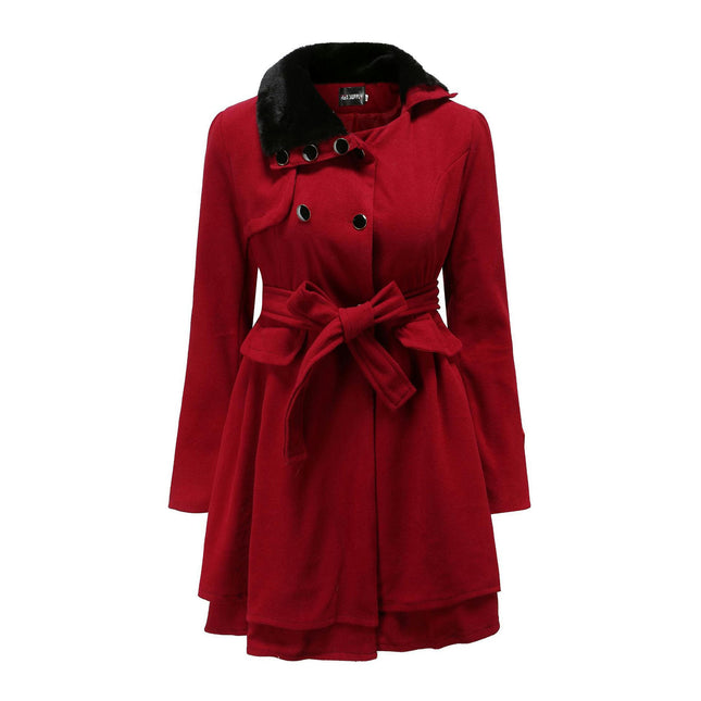 Women's Outerwear Double Breasted Dress Coats Winter Trench Jackets with Belt